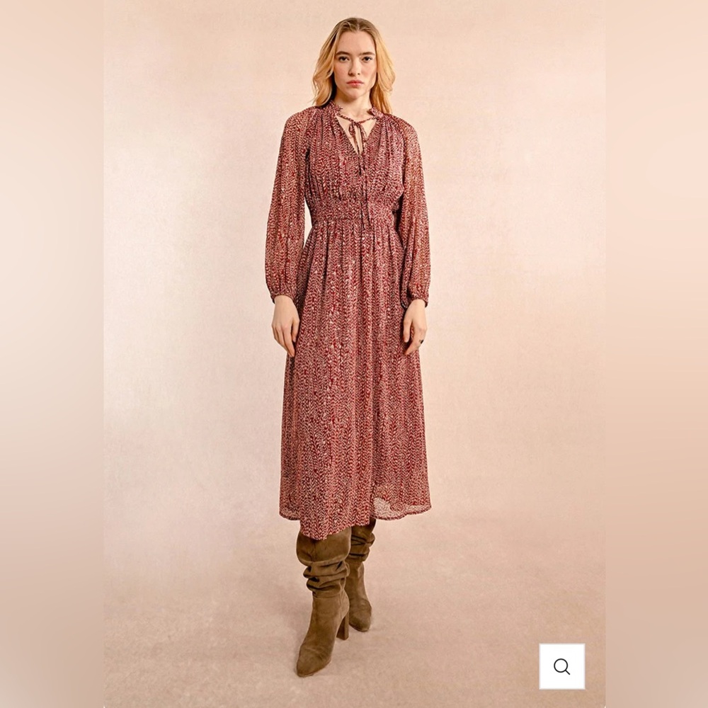 Molly Bracken Burgundy Maxi Dress with Long Sleeves